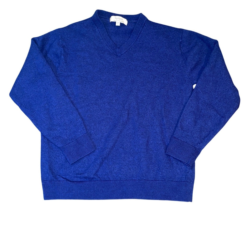 Turnbury Royal Blue Extra Fine Merino Wool V-Neck Sweater Womens Large